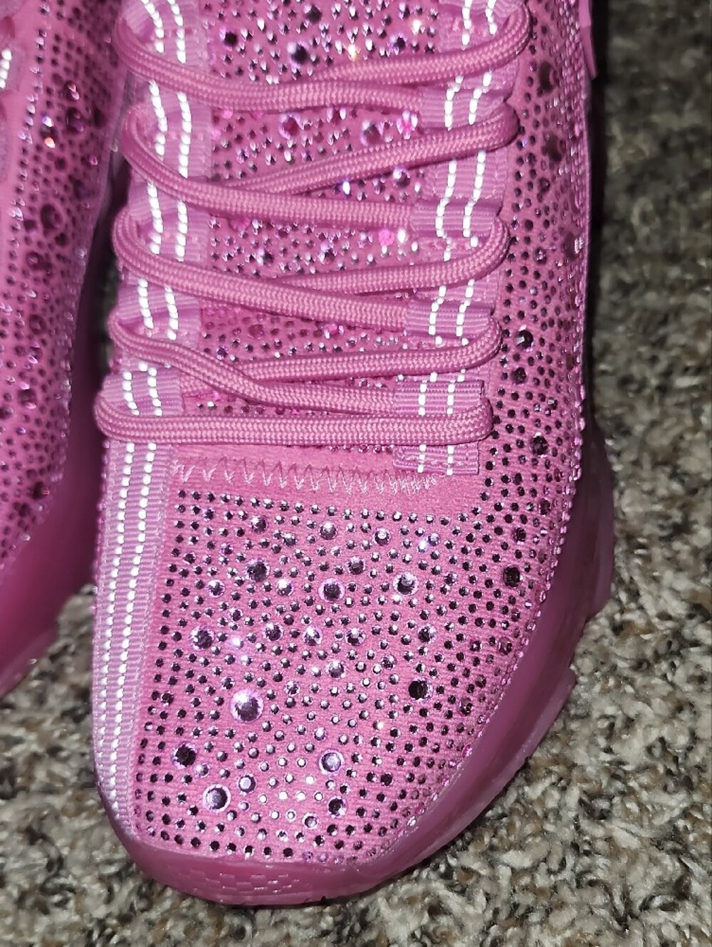 Steve Madden Maxima Hot Barbie Pink Rhinestone Fashion Sneakers Sparkle Athletic - Picture 12 of 12